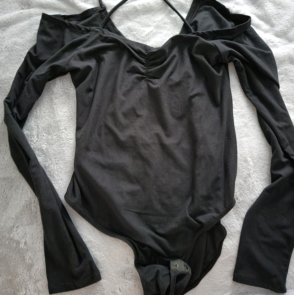Black OTS with straps bodysuit